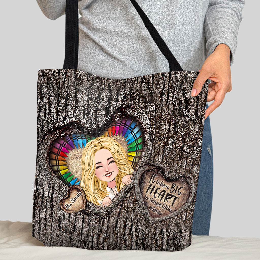 Il faut avoir un grand cœur - Sac fourre-tout personnalisé pour enseignants