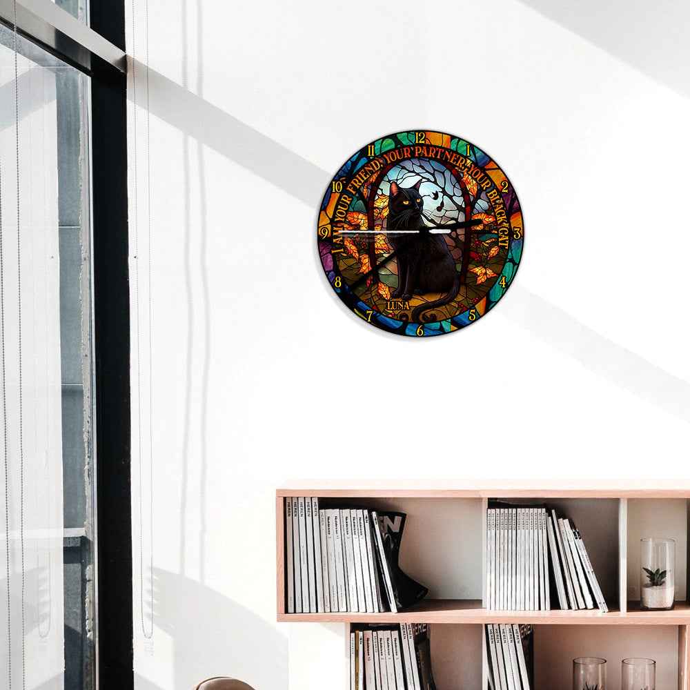 Horloge murale personnalisée Chat Noir