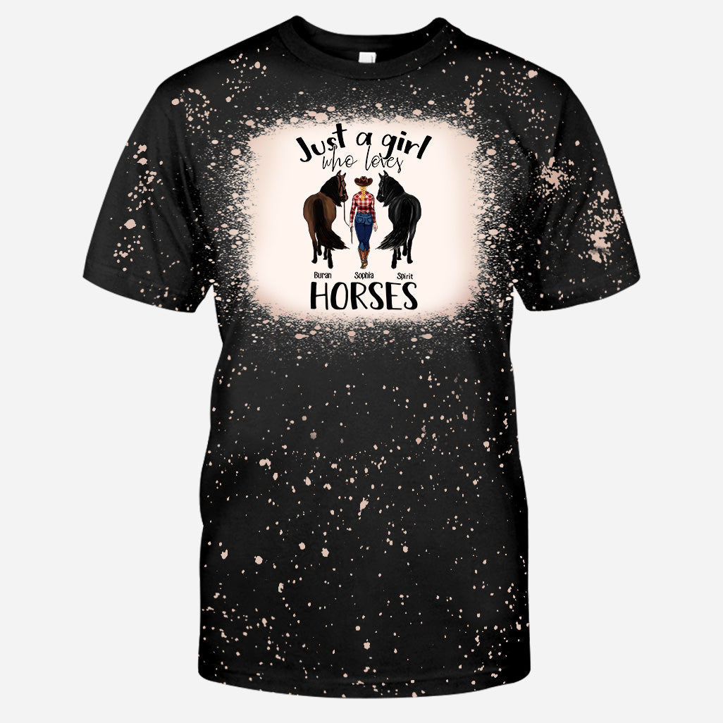 Juste une fille qui aime les chevaux - T-shirt délavé personnalisé avec motif cheval