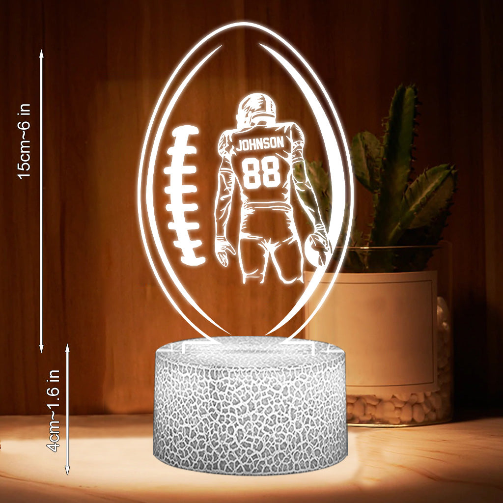 Lampe de nuit en forme de ballon de football - Cadeau idéal pour lui, petit ami, mari, fils - Socle lumineux personnalisé