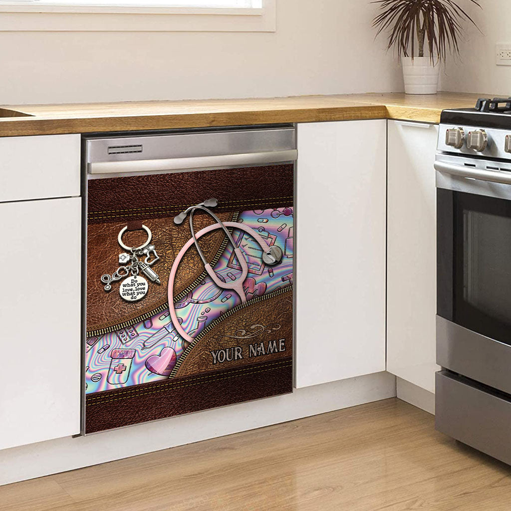 Pink Stethoscope - Personalized Nurse Dishwasher Cover