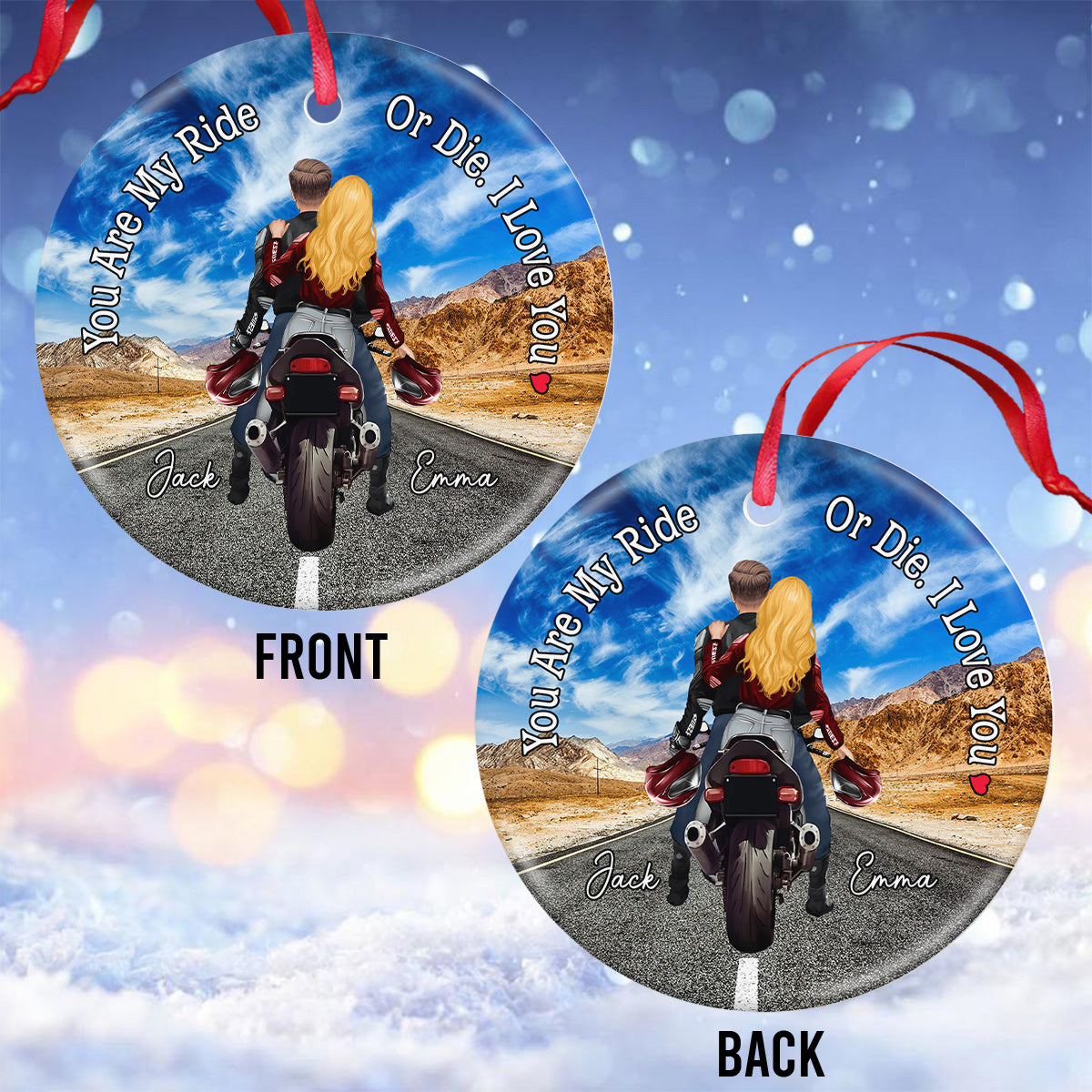 Tu es mon âme sœur pour toujours - Cadeau motard pour petit ami, petite amie - Ornement rond en céramique personnalisé