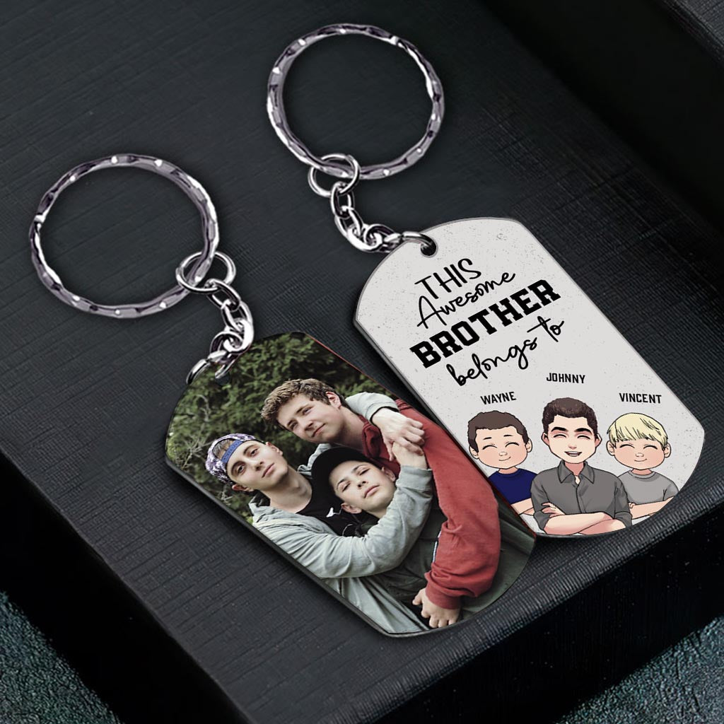 Ce super papa a sa place - Cadeau pour papa, oncle, frère, grand-père - Porte-clés personnalisé en acier inoxydable