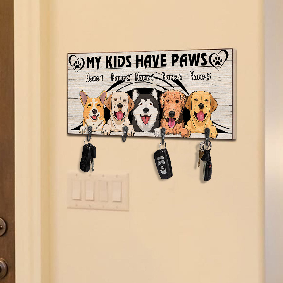 Mes enfants ont des pattes - Porte-clés personnalisé pour chien