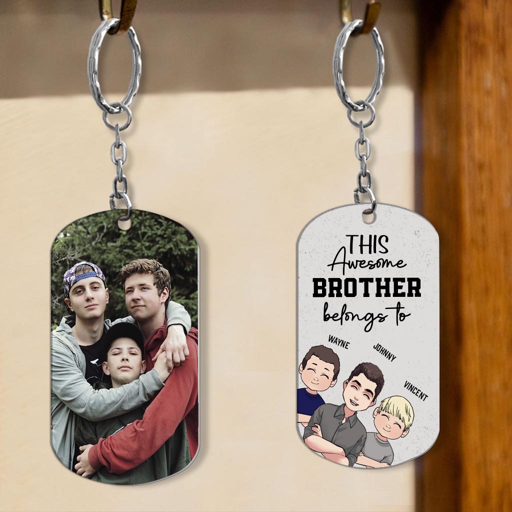 Ce super papa a sa place - Cadeau pour papa, oncle, frère, grand-père - Porte-clés personnalisé en acier inoxydable