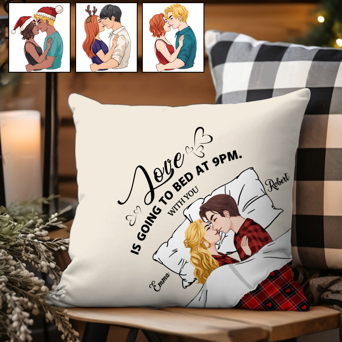 L'amour, c'est se coucher à 21h avec toi - cadeau pour mari - Coussin décoratif personnalisé