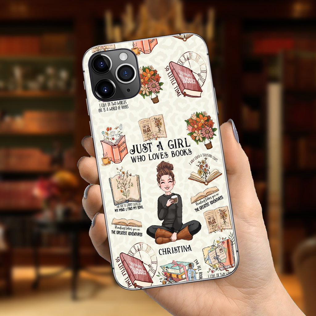 Une fille qui aime les livres - Coque de téléphone personnalisée en forme de livre