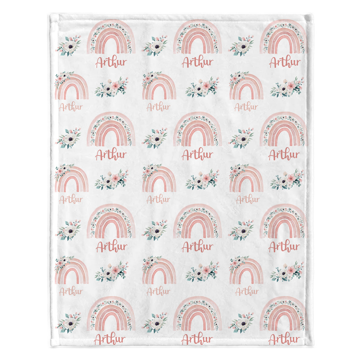 Couverture personnalisée rétro arc-en-ciel avec nom pour petit-fils