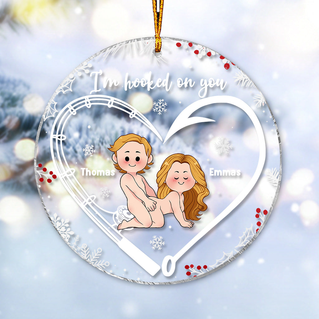 Je suis accro à toi - Ornement transparent de pêche personnalisé