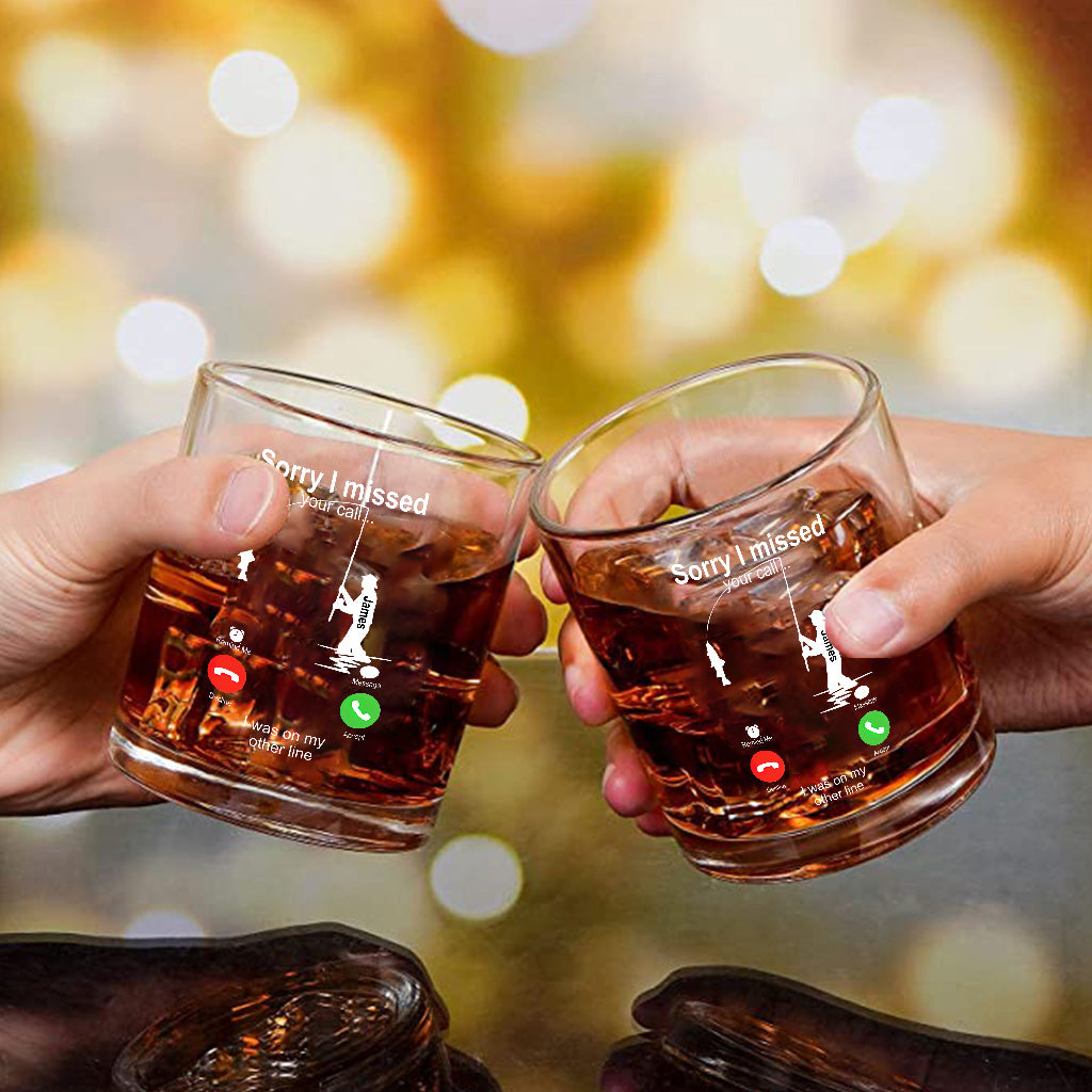 Sorry I Missed Your Call I Was On The Other Line - Personalized Fishing Rock Glass