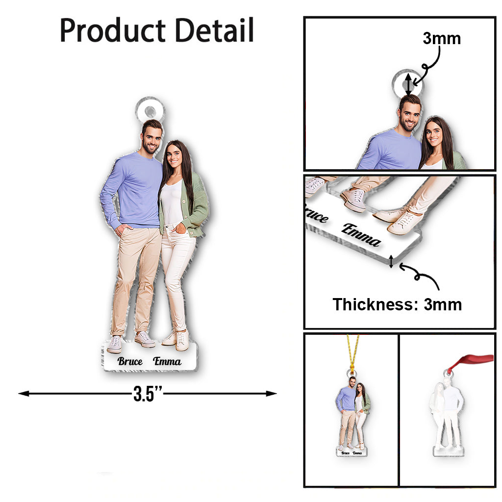 Photo chibi personnalisée - Ornement transparent pour couple