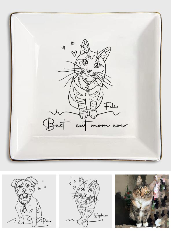 Best Cat Mom / Dog Mom Ever - Gift for cat lovers, dog lover - Personalized Jewelry Dish