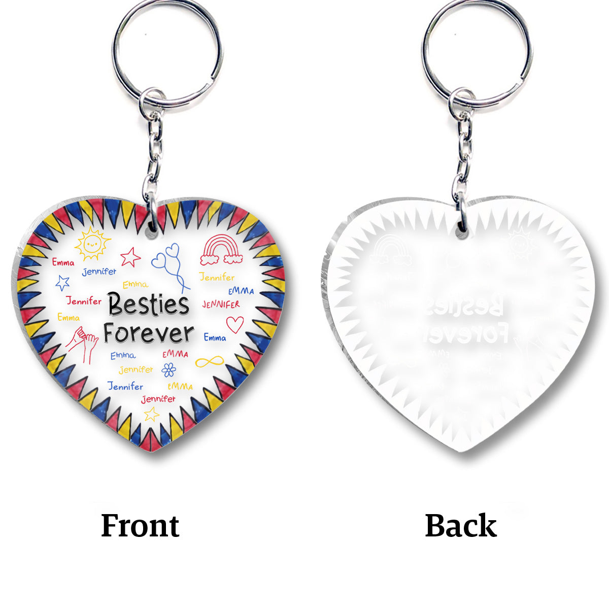 Meilleures amies pour toujours - Cadeau pour une amie - Porte-clés transparent personnalisé