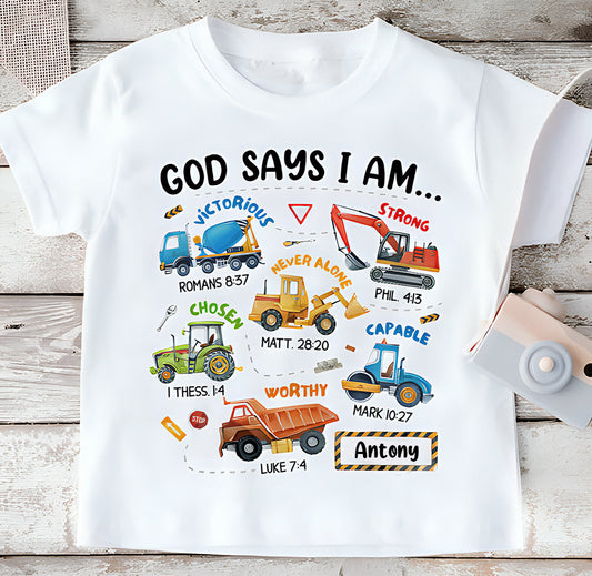 T-shirt enfant personnalisé « Dieu dit que je suis »
