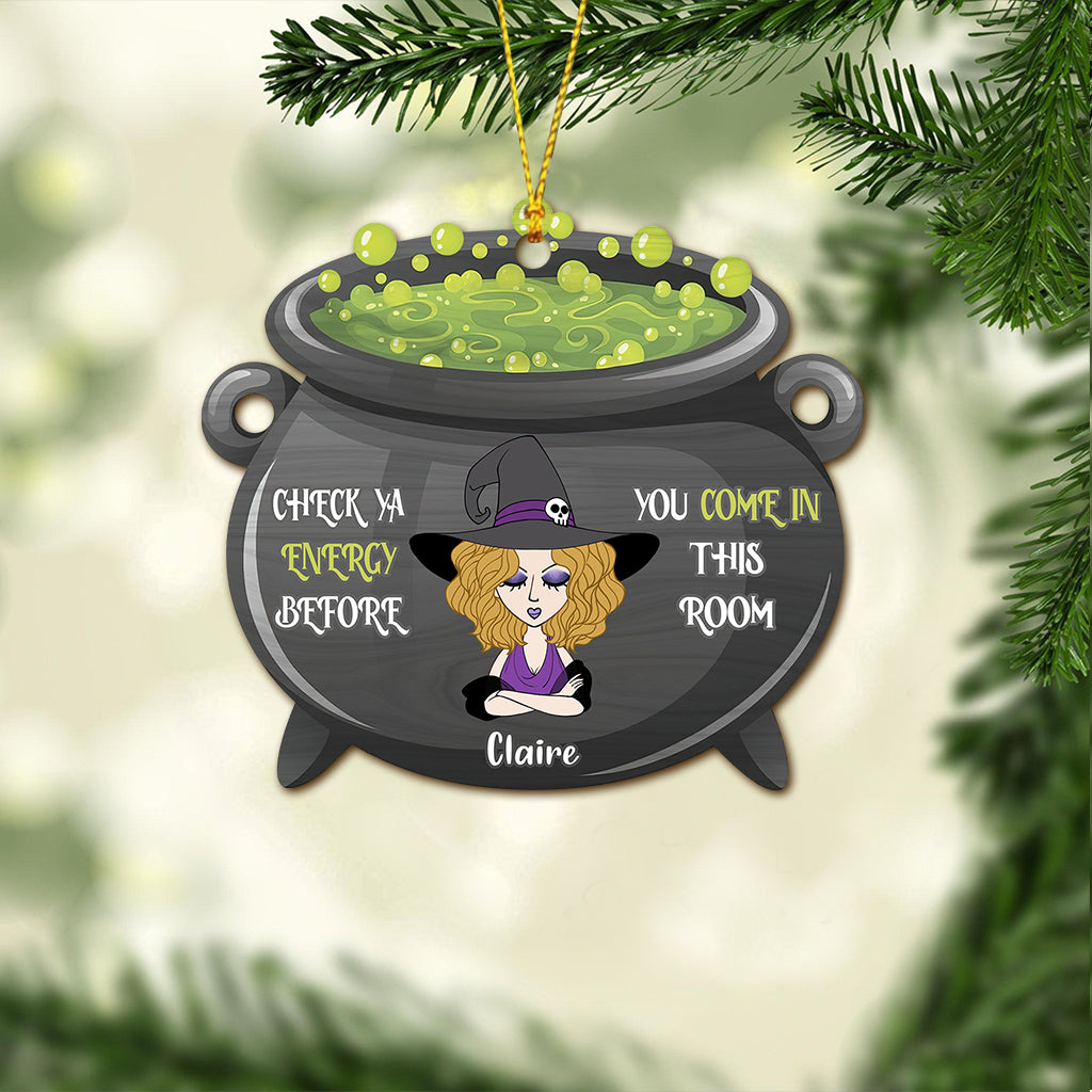 Check Ya Energy - Personalized Witch Ornament