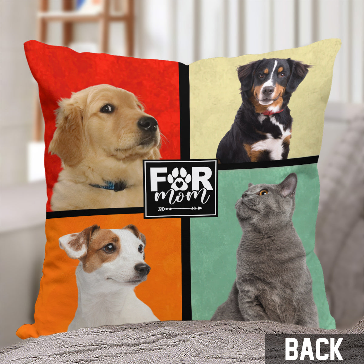 Maman de chien/Maman de chat/Papa ​​à fourrure… - Cadeau pour les amoureux des chiens et des chats - Coussin décoratif personnalisé