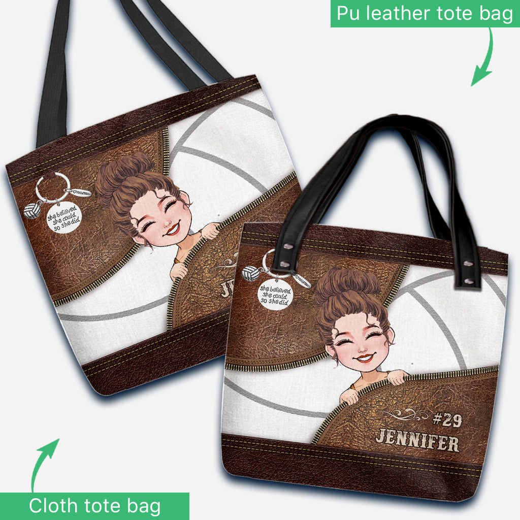 Elle croyait en elle, alors elle l'a fait - Sac fourre-tout de volleyball personnalisé