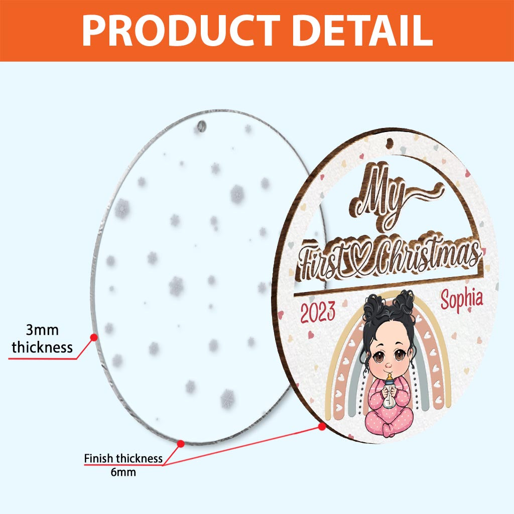 Premier Noël de bébé - Ornement personnalisé pour nouveau-né, composé de 2 pièces superposées