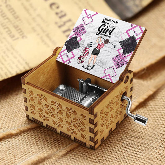 Cours de golf - Cadeau de golf pour elle, petite amie, épouse, fille - Boîte à musique à manivelle personnalisée