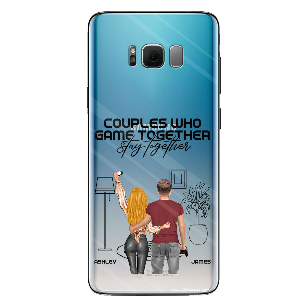 Les couples qui jouent ensemble restent ensemble - Coque de téléphone transparente personnalisée pour jeux vidéo