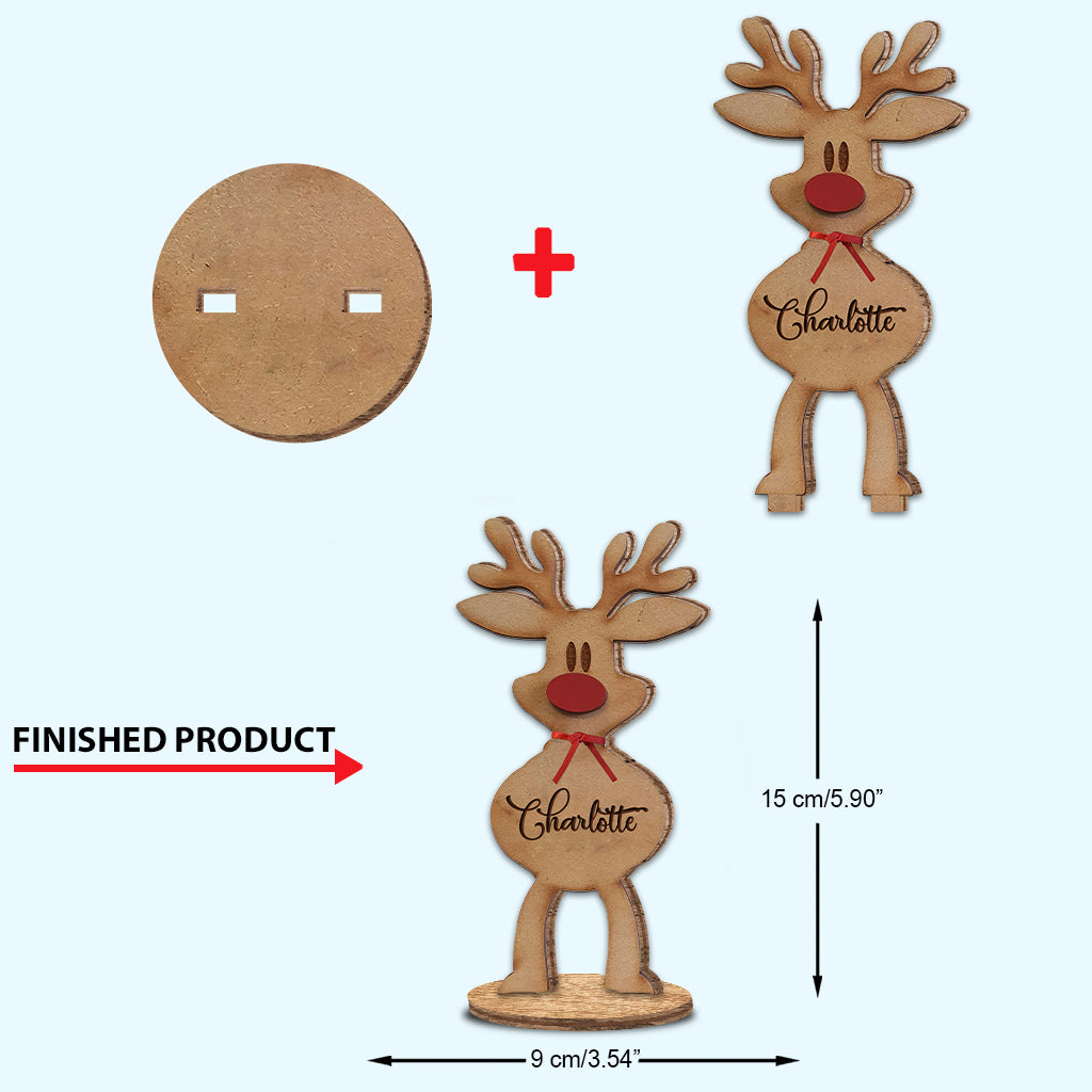 Reindeer Family - Personalized Family Freestanding Wood Plaque