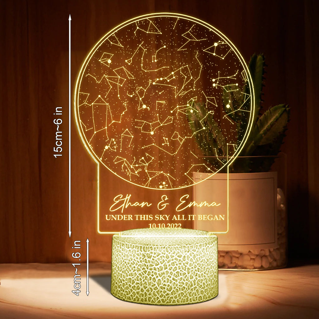 Sous ce ciel, tout a commencé - Socle lumineux personnalisé en forme de mari et femme