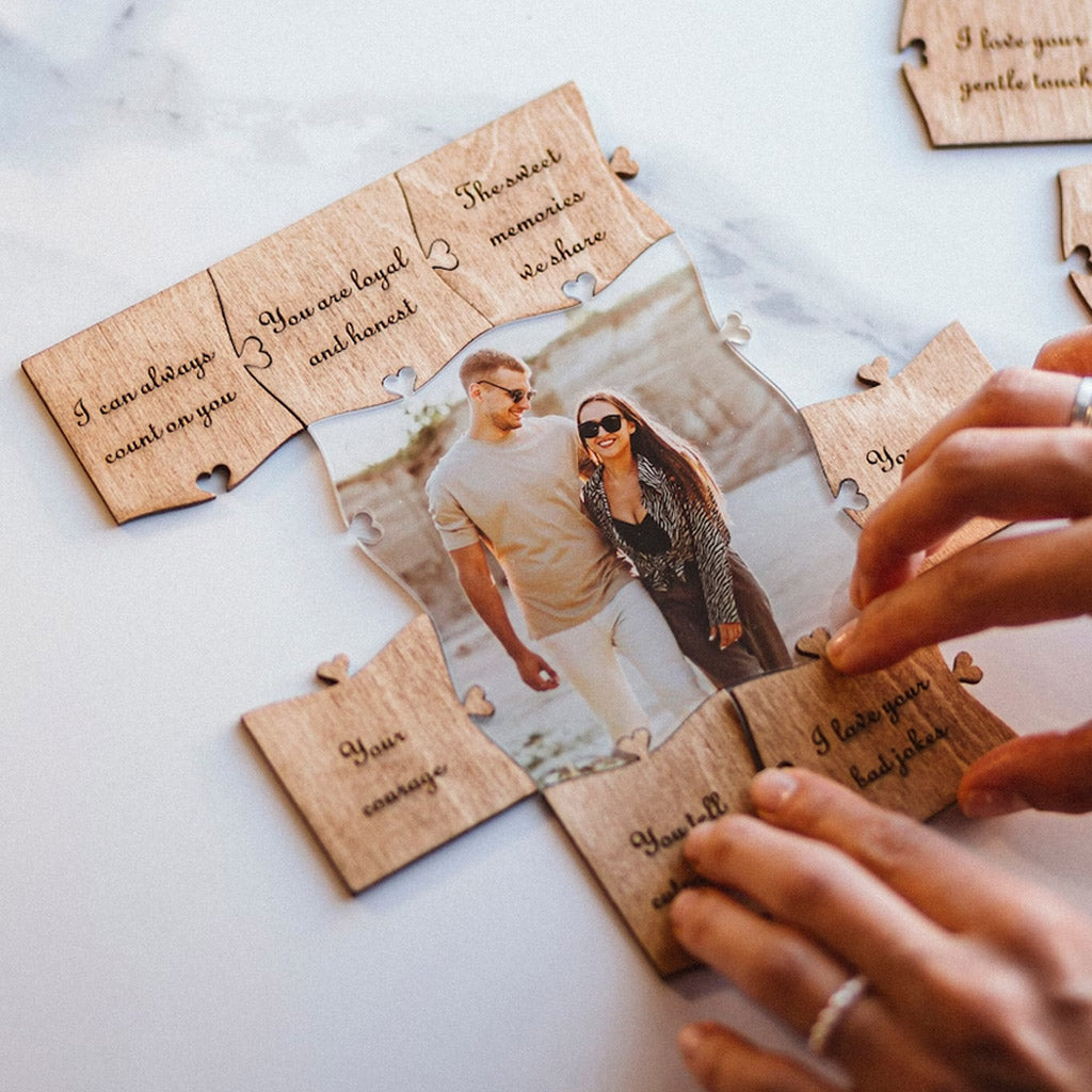 Raisons pour lesquelles je t'aime - cadeau pour mari, femme, petit ami, petite amie - Puzzle en bois personnalisé avec photo