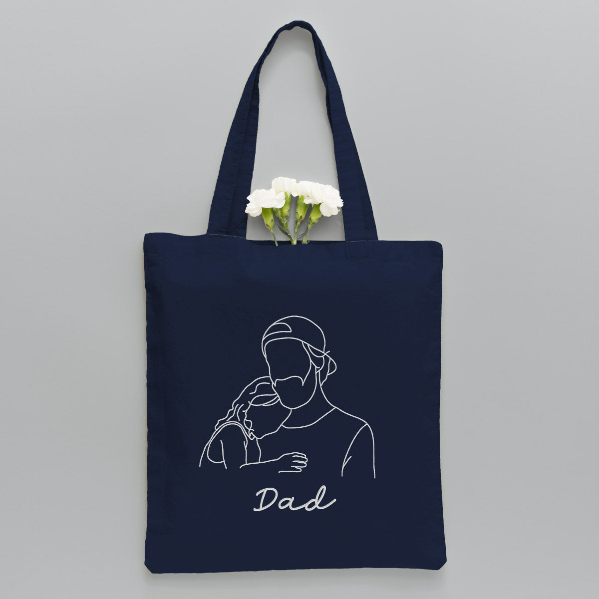 Sac fourre-tout brodé personnalisé avec photo au trait - Sac fourre-tout brodé personnalisé pour papa