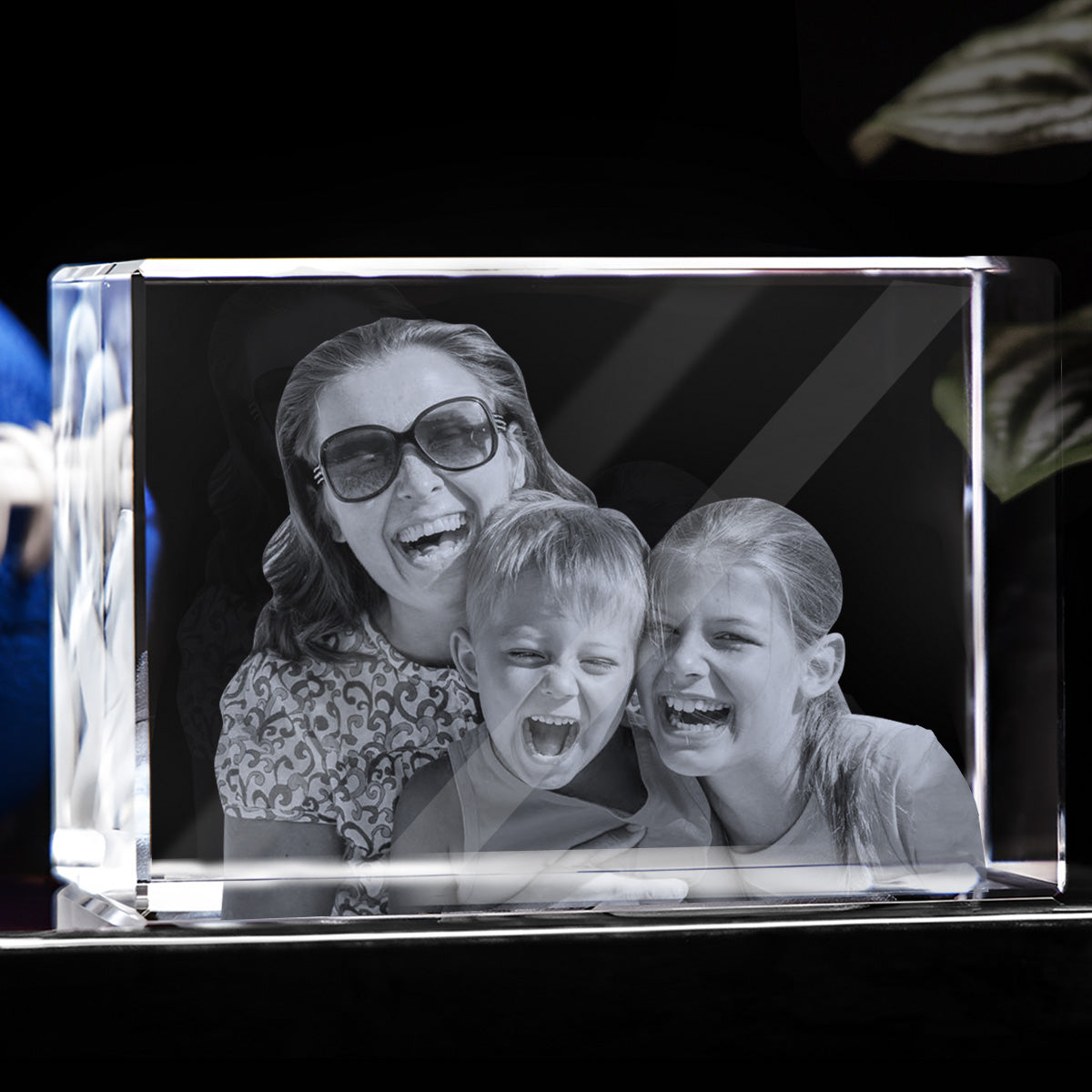 Lampe en cristal 3D cubique gravée au laser avec photo personnalisée - Belle-mère