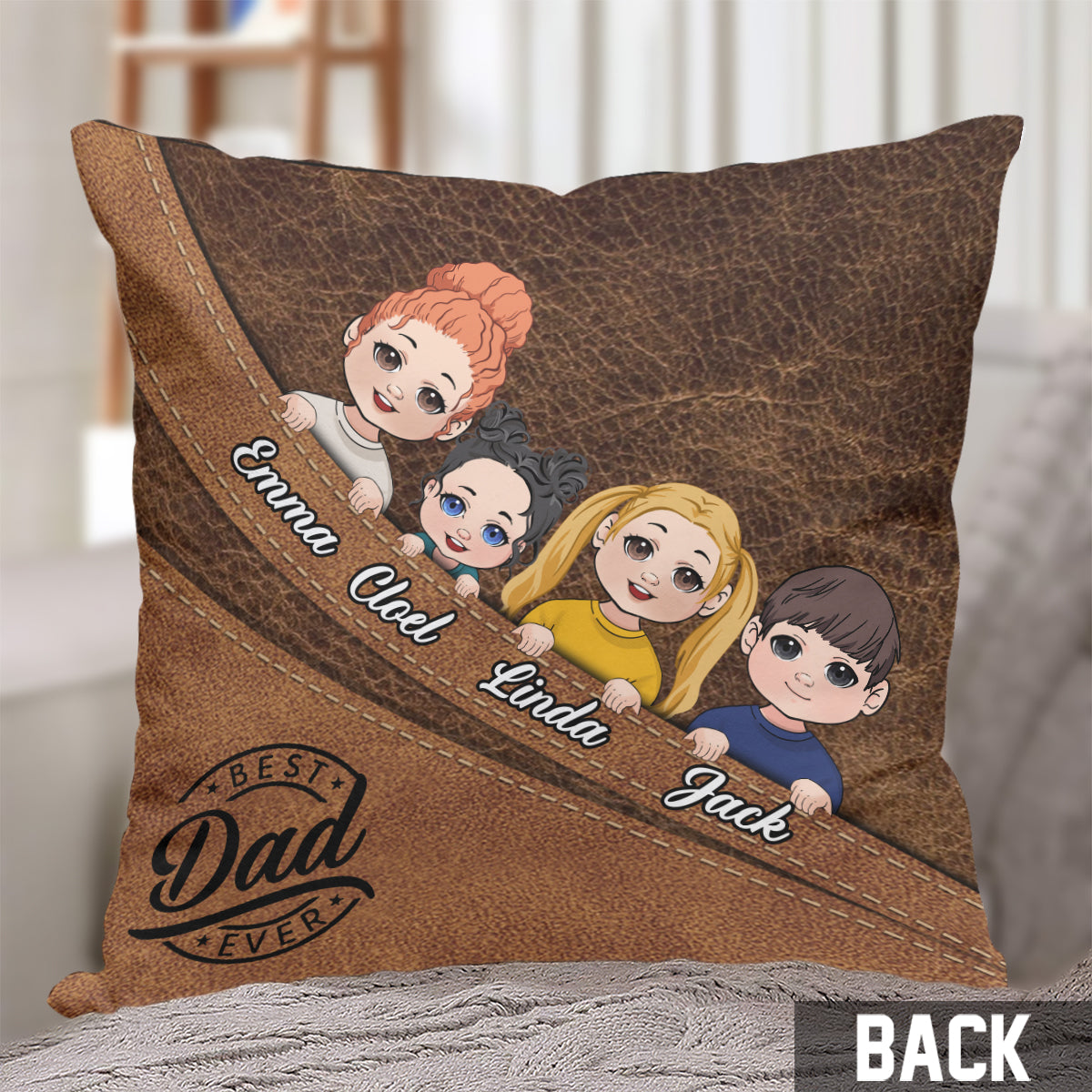 Meilleur papa/grand-mère/grand-père/maman du monde - Coussin décoratif personnalisé pour père