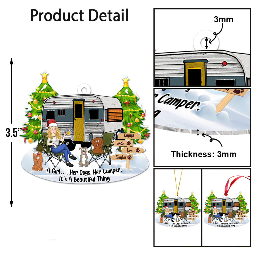 Une fille et son chien - Cadeau de camping pour les amoureux des chiens - Ornement personnalisé