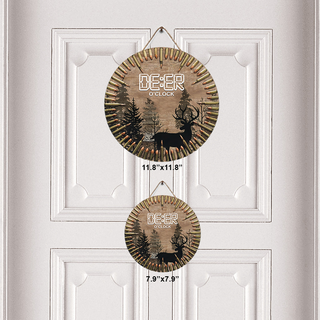 Deer O'Clock - Panneau rond en bois pour la chasse