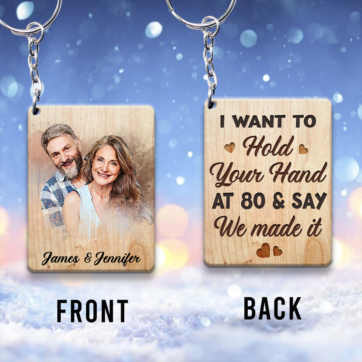 I Want To Hold Your Hand At 80 - Personalized Couple Keychain