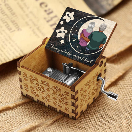 I Love You - Gift for mom, daughter, son, granddaughter, grandson, grandma - Personalized Hand Crank Music Box