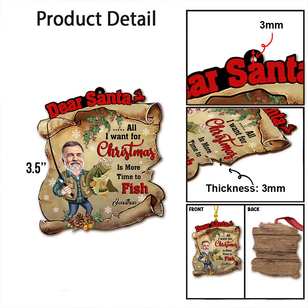Dear Santa - Personalized Fishing Ornament