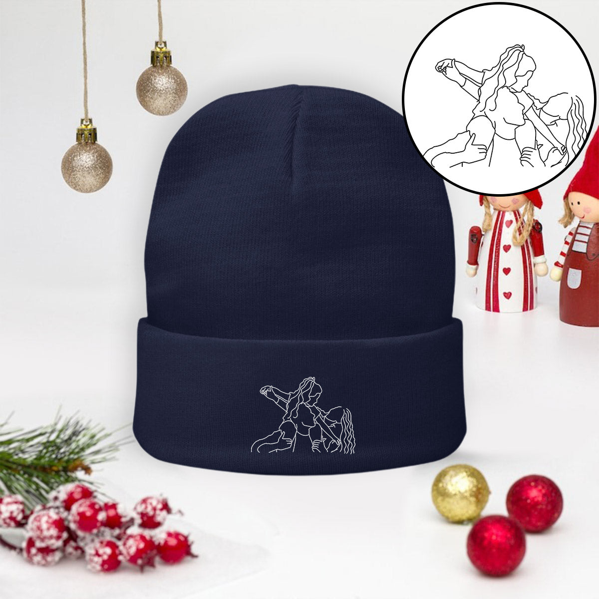 Bonnet brodé personnalisé avec photo - Modèle familial