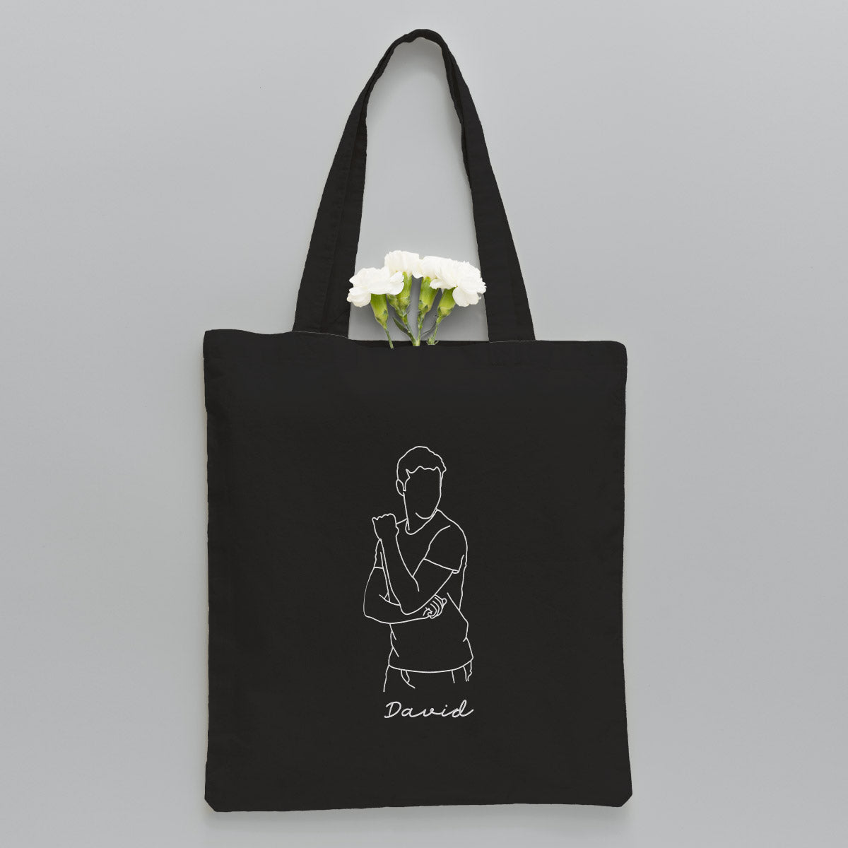 Sac fourre-tout brodé personnalisé avec photo au trait - Sac fourre-tout brodé personnalisé pour fils