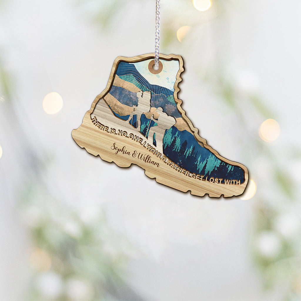 Il n'y a personne avec qui je préférerais me perdre - Cadeau de randonnée pour femme, mari, petit ami, petite amie - Ornement personnalisé recto