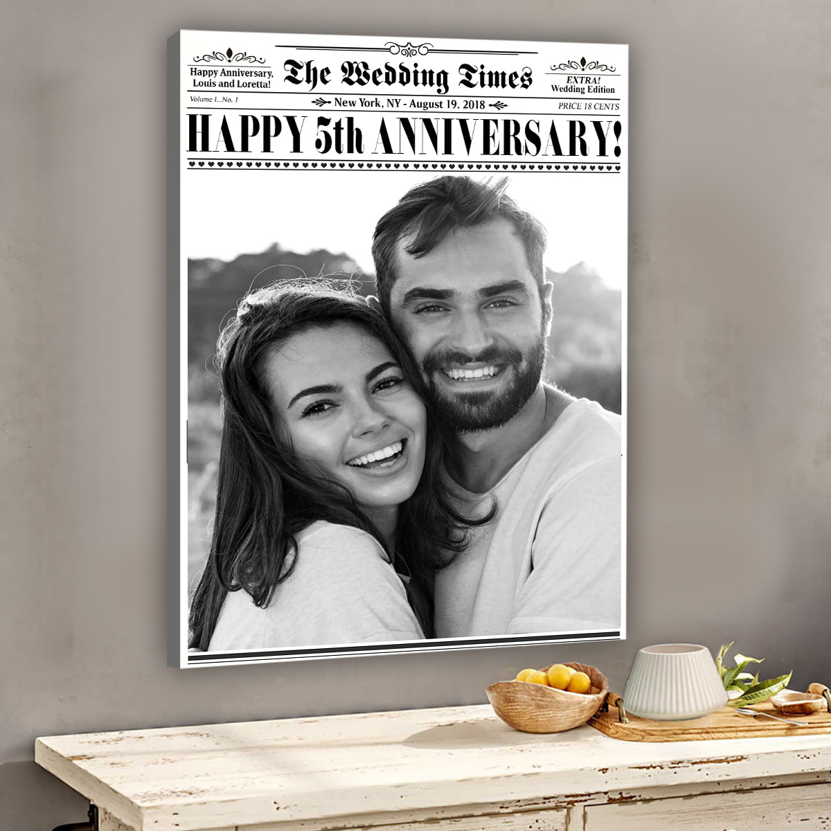 Le temps du mariage - Toile et affiche personnalisées pour mari et femme