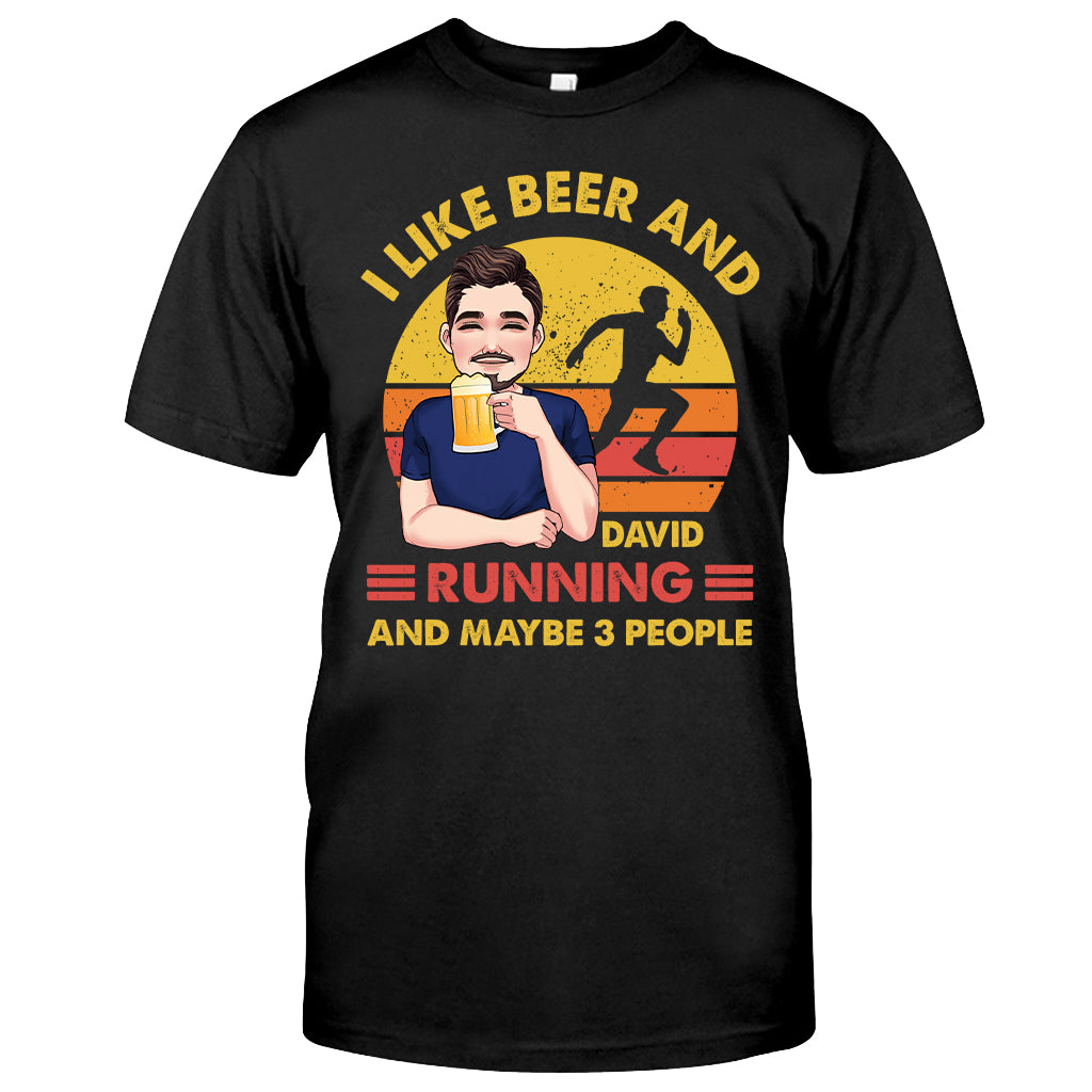 J'aime la bière et la course à pied - T-shirt et sweat à capuche de course personnalisés