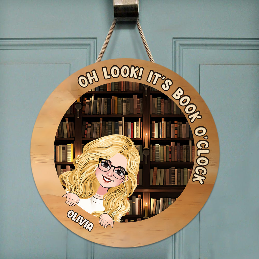 It's Book O'clock - Personalized Book Round Wood Sign