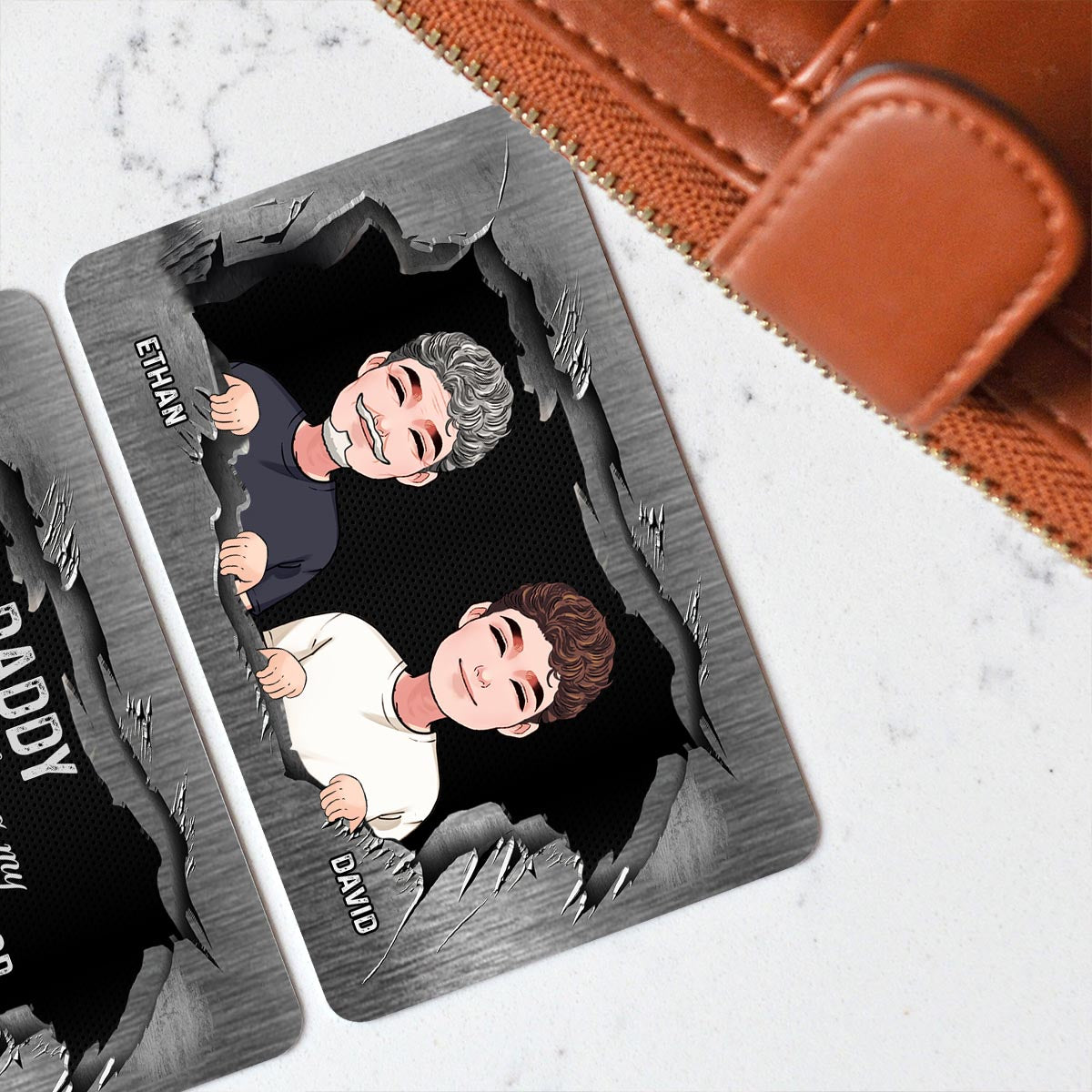 Merci d'être mon héros - Carte personnalisée pour portefeuille papa