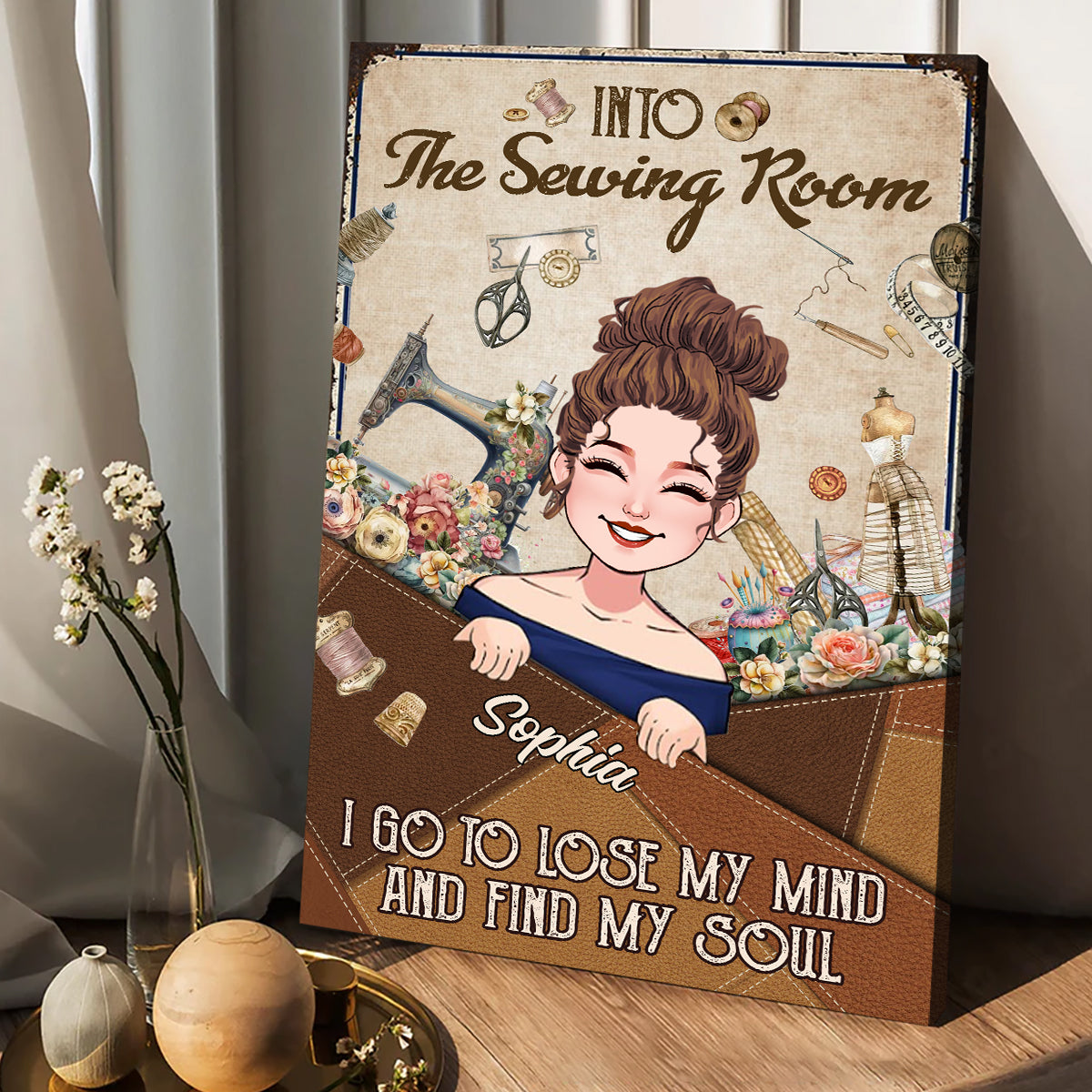 And Into The Sewing Room I Go - Personalized Sewing Canvas And Poster