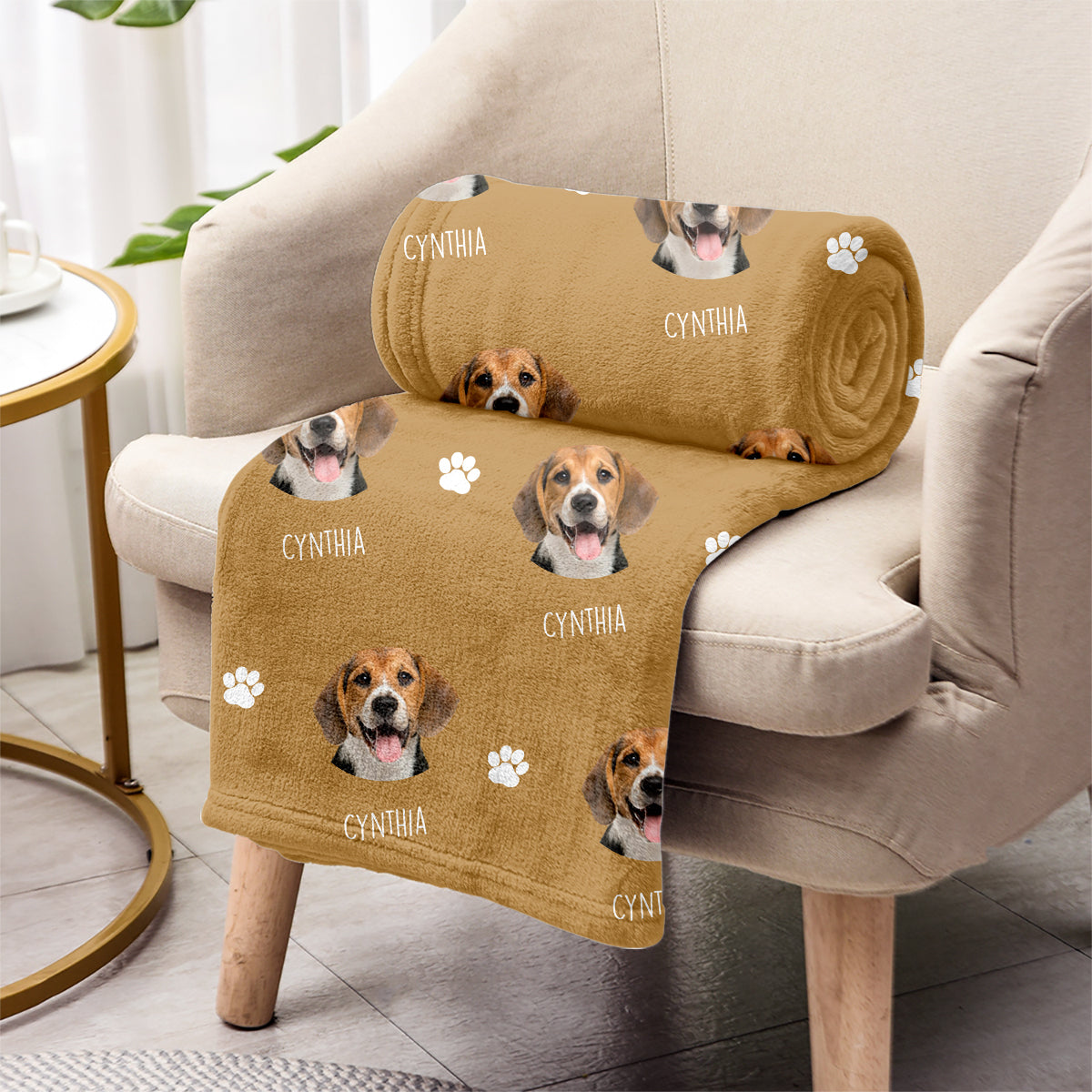 Couverture personnalisée pour chien avec visage de chien