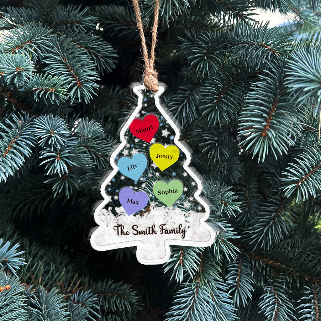 Amour familial de Noël - Ornement de Noël personnalisé à 3 niveaux pour toute la famille