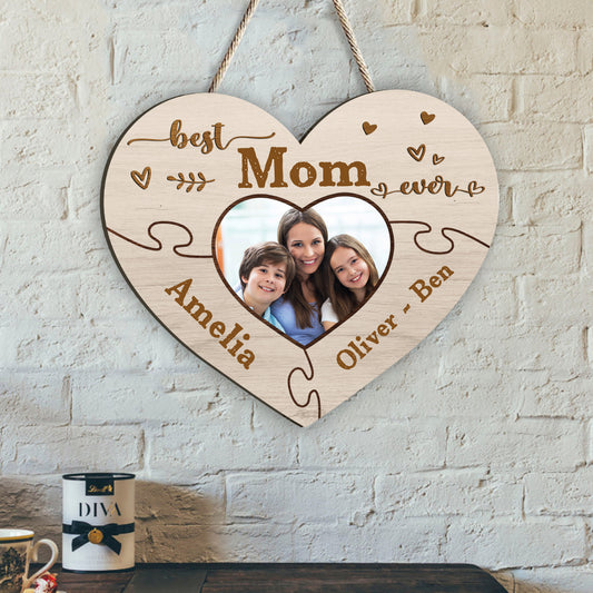 Meilleure mamie du monde - Cadeau pour grand-mère, grand-père, maman, papa, tante, oncle, sœur, frère - Panneau en bois personnalisé