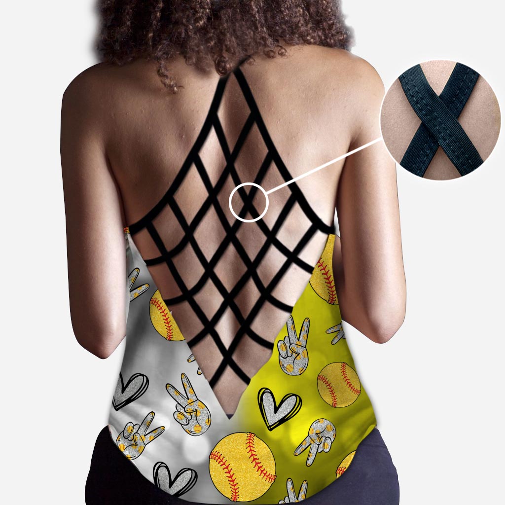 Maman de softball cool - Débardeur de softball personnalisé à croix