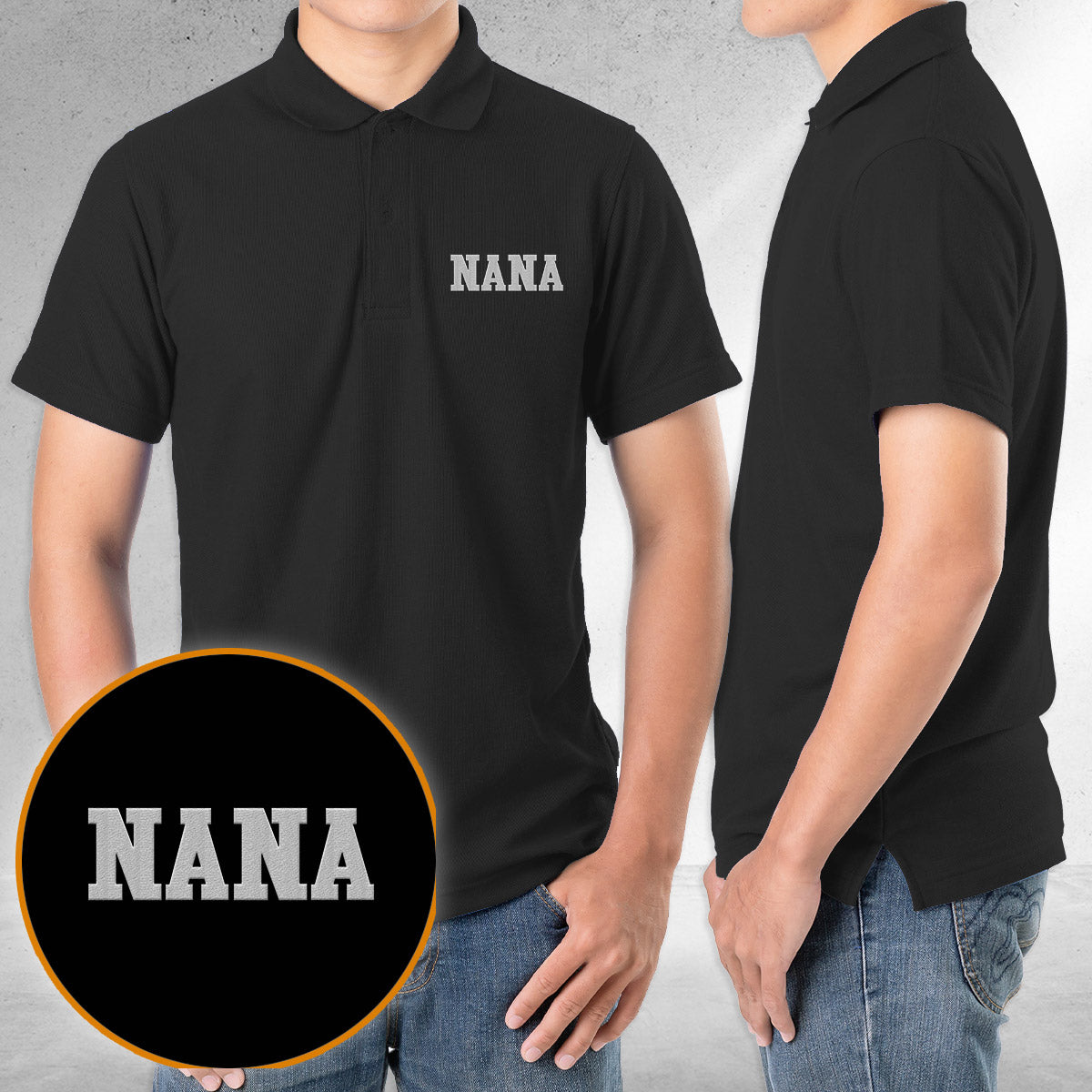 Polo brodé personnalisé avec nom pour grand-mère