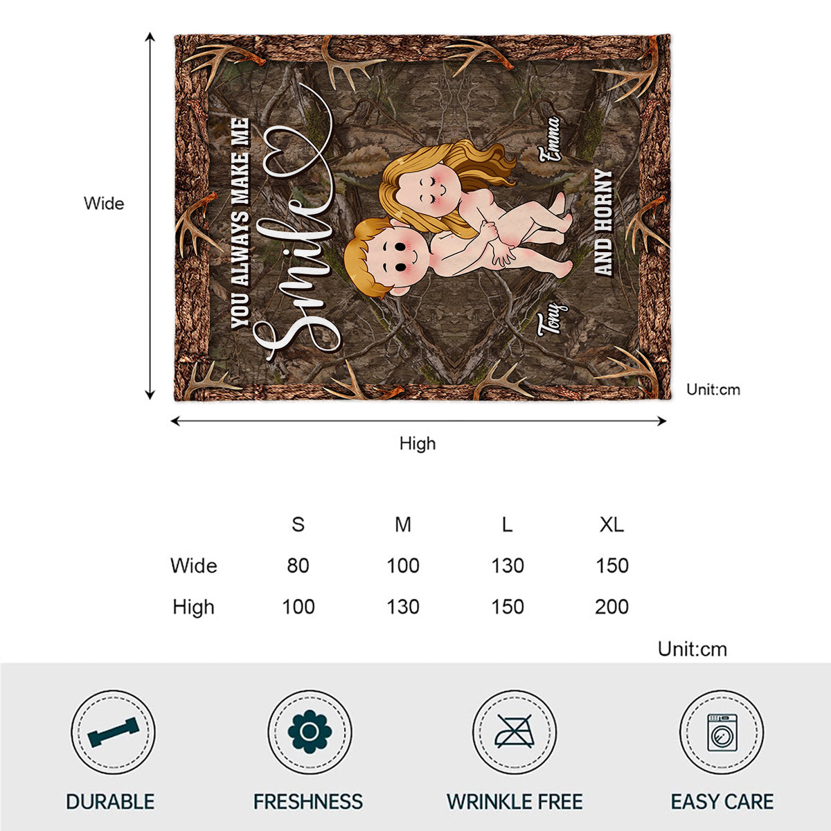 Tu me fais sourire - Couverture de chasse personnalisée