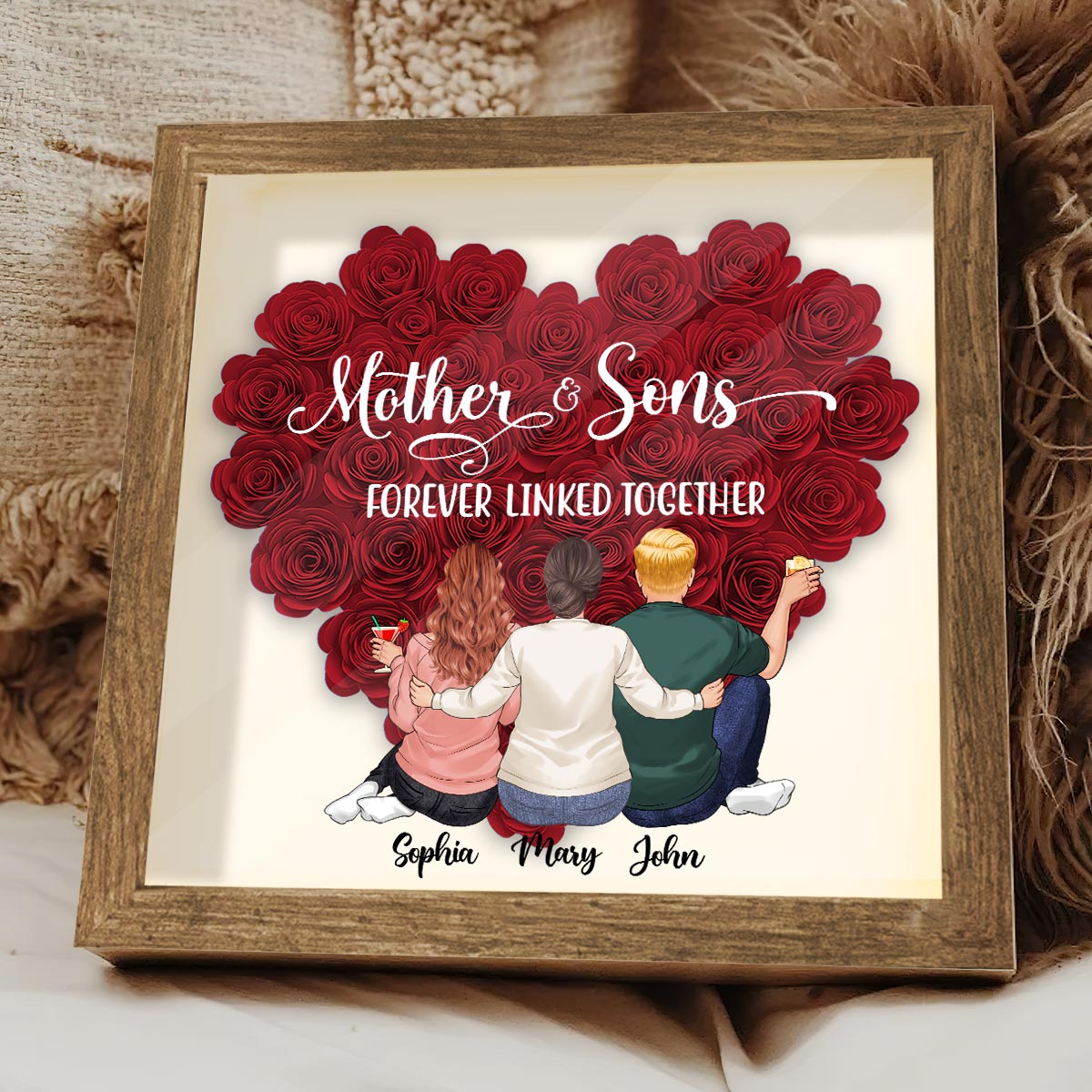 Mère et Filles - Cadeau pour maman, fille, fils - Boîte à fleurs personnalisée